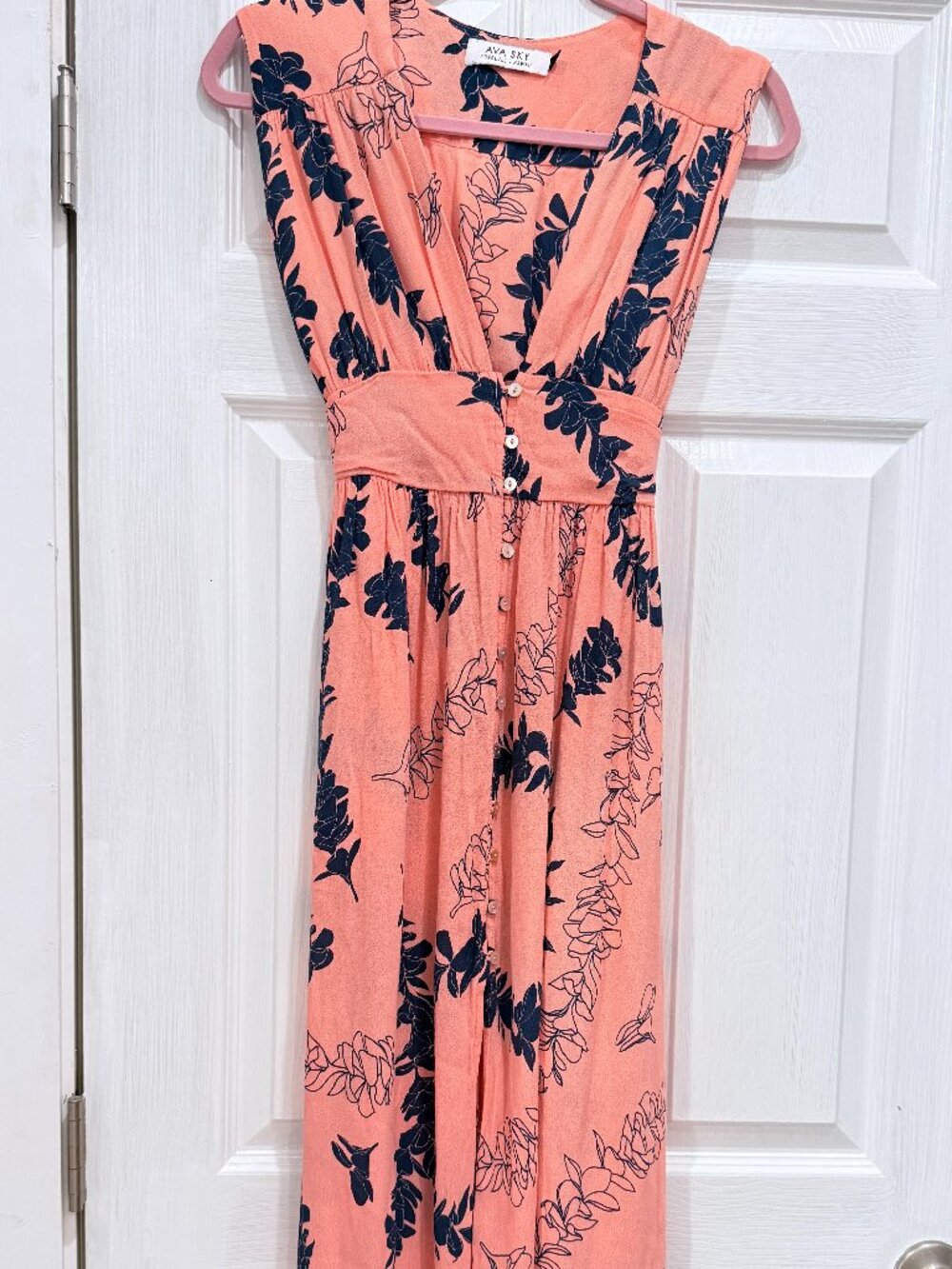 Fighting Eel Ava Sky pink lei midi dress sz XS